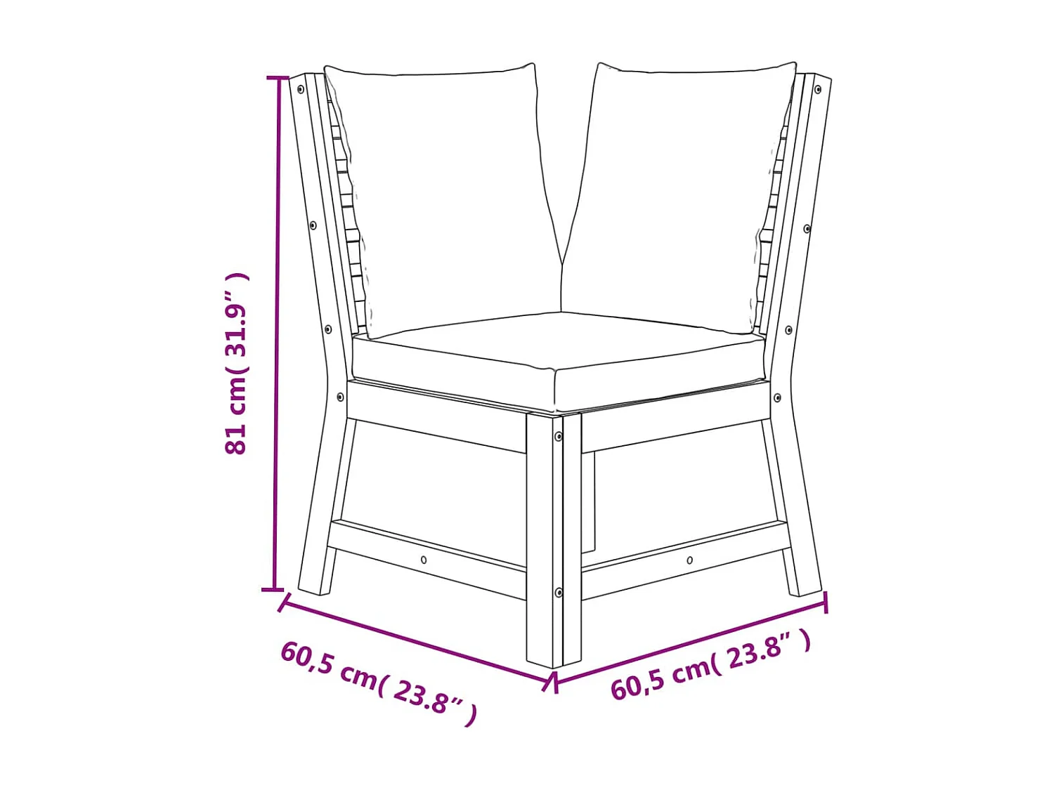 Set da Pranzo Giardino 7pz con Cuscini Legno Massello di Acacia
