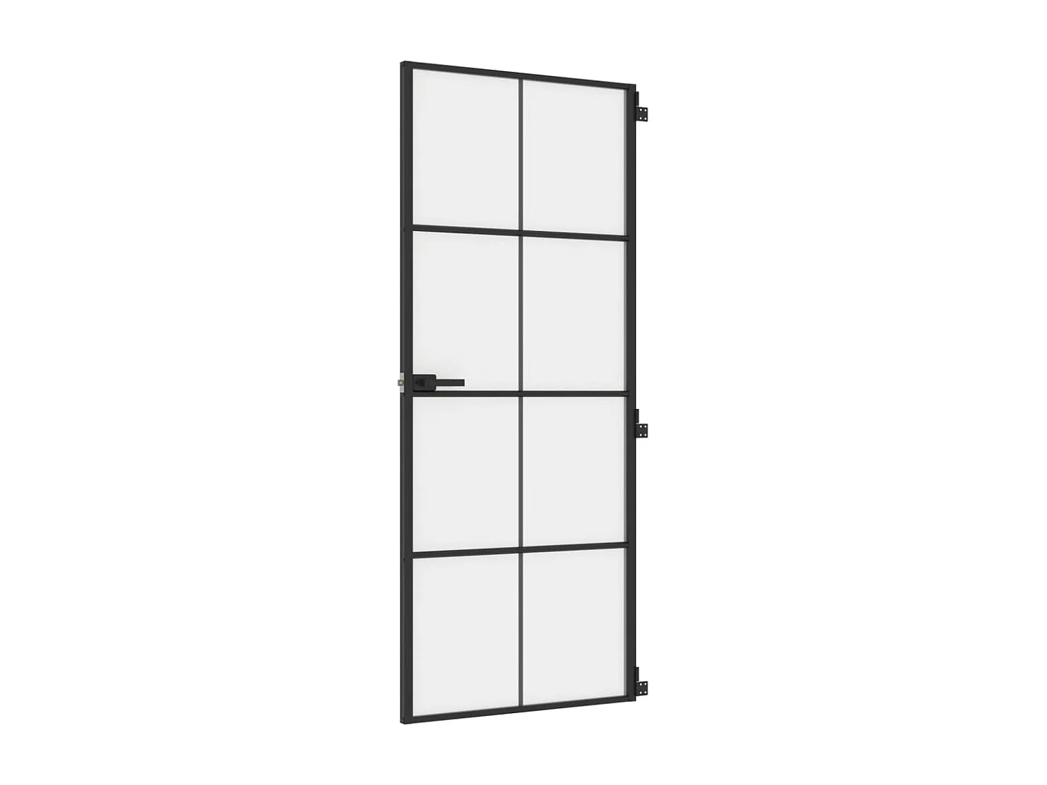 Porta da interno Thin nera 83x201,5 cm vetro temperato alluminio