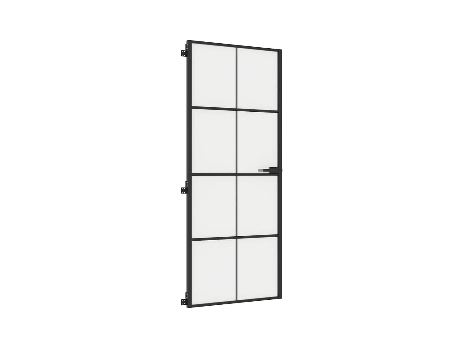 Porte intérieure mince noir 83x201,5 cm verre trempé aluminium