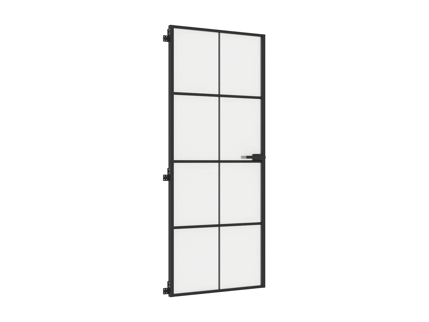 Porte intérieure mince noir 83x201,5 cm verre trempé aluminium