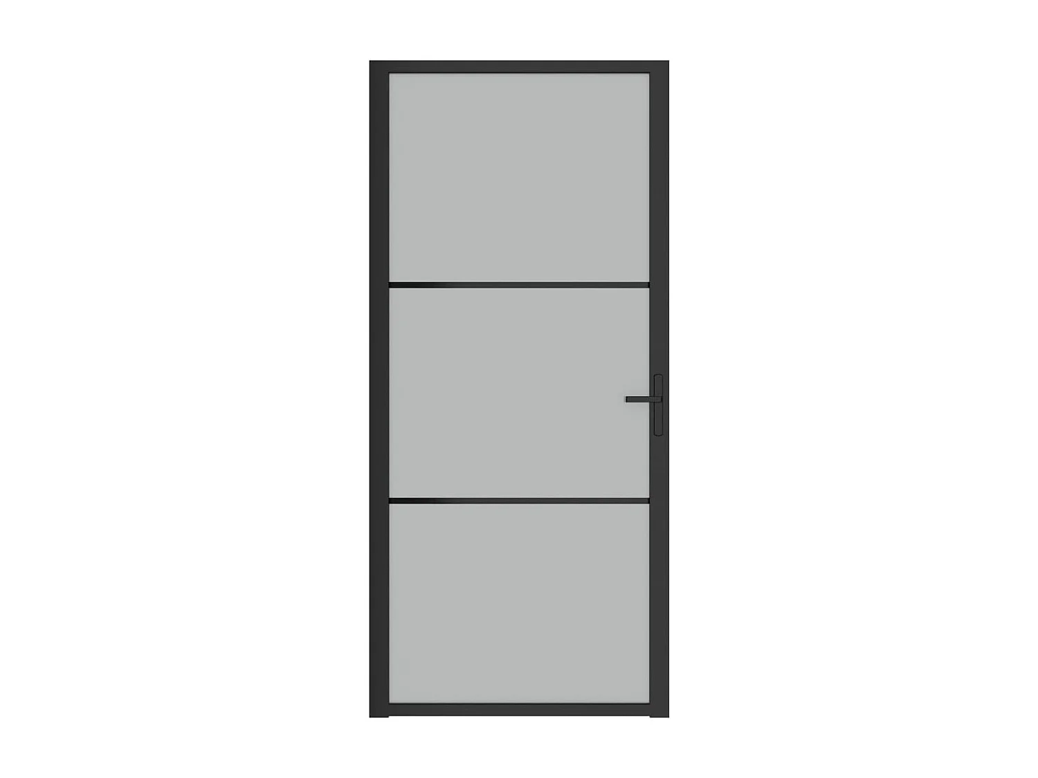 Innentür 93x201,5 cm Schwarz Mattglas und Aluminium