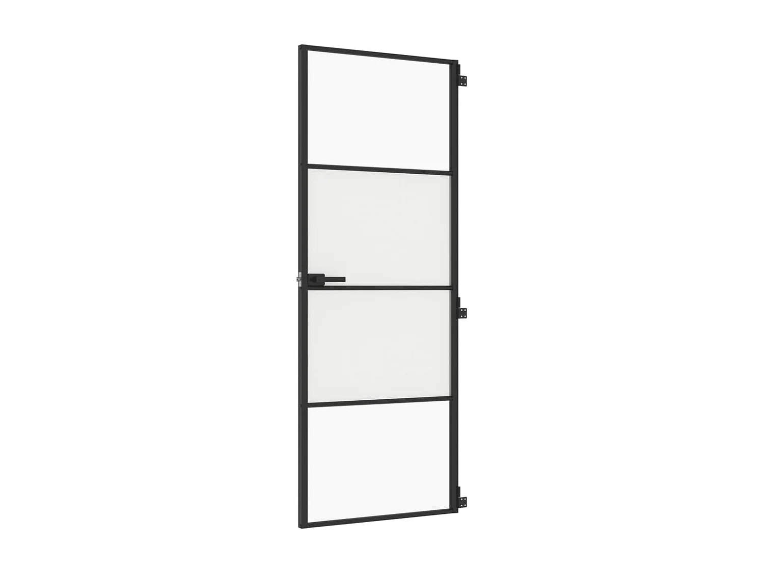 Puerta interior fina negra 76x201,5 cm cristal templado aluminio