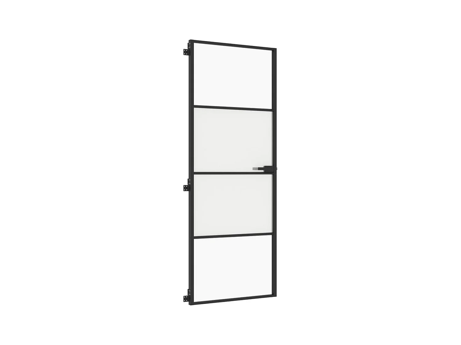 Porte intérieure mince noir 76x201,5 cm verre trempé aluminium