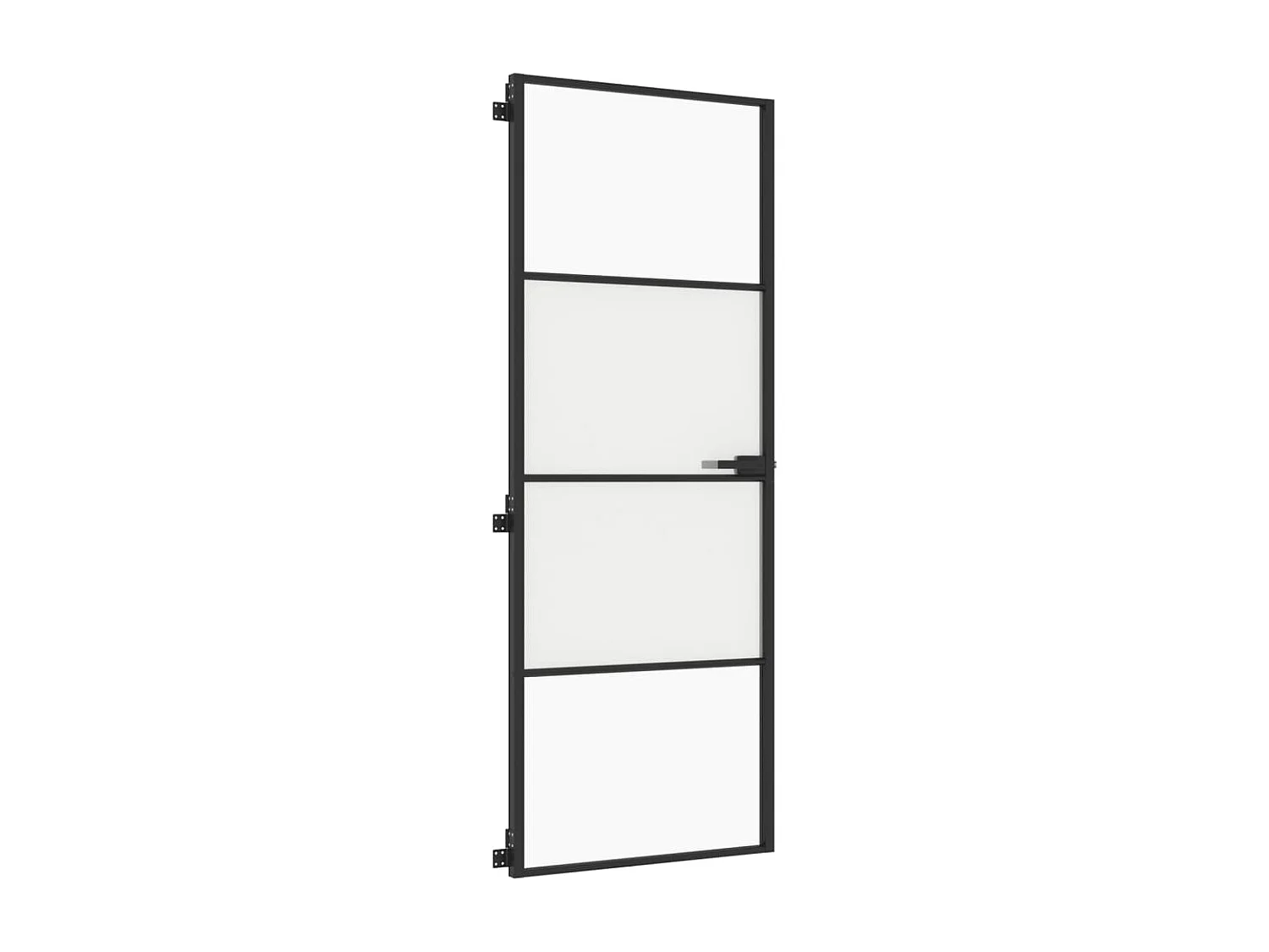 Porte intérieure mince noir 76x201,5 cm verre trempé aluminium