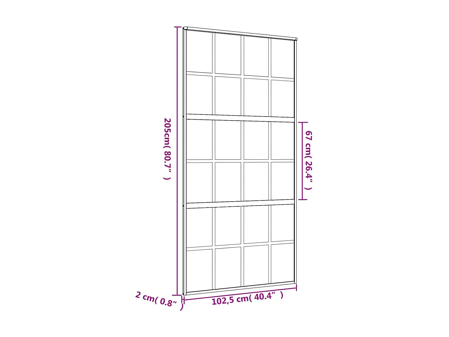 Porte coulissante doré 102,5x205 cm verre ESG dépoli aluminium
