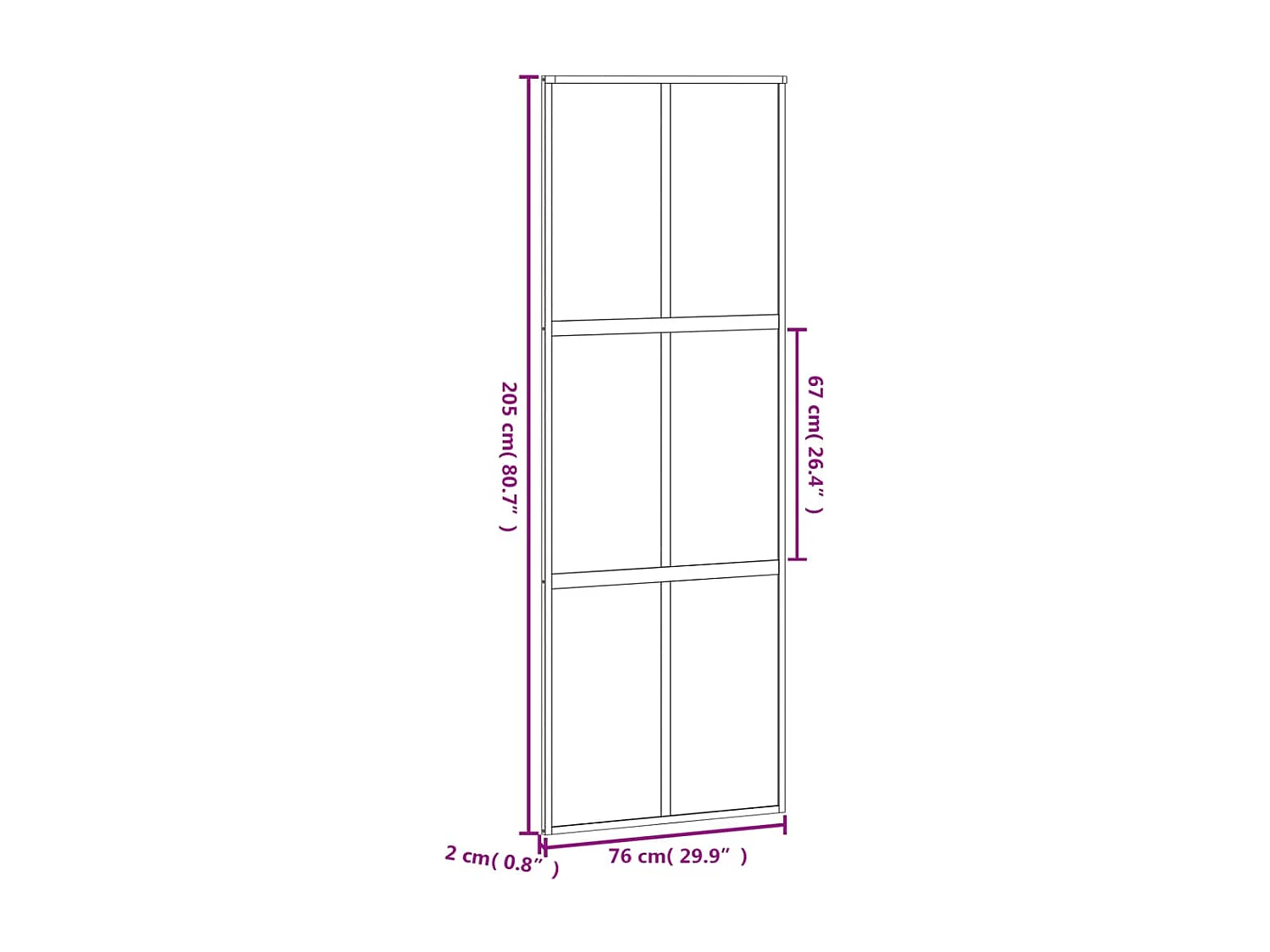 Porte coulissante blanc 76x205 cm verre trempé aluminium
