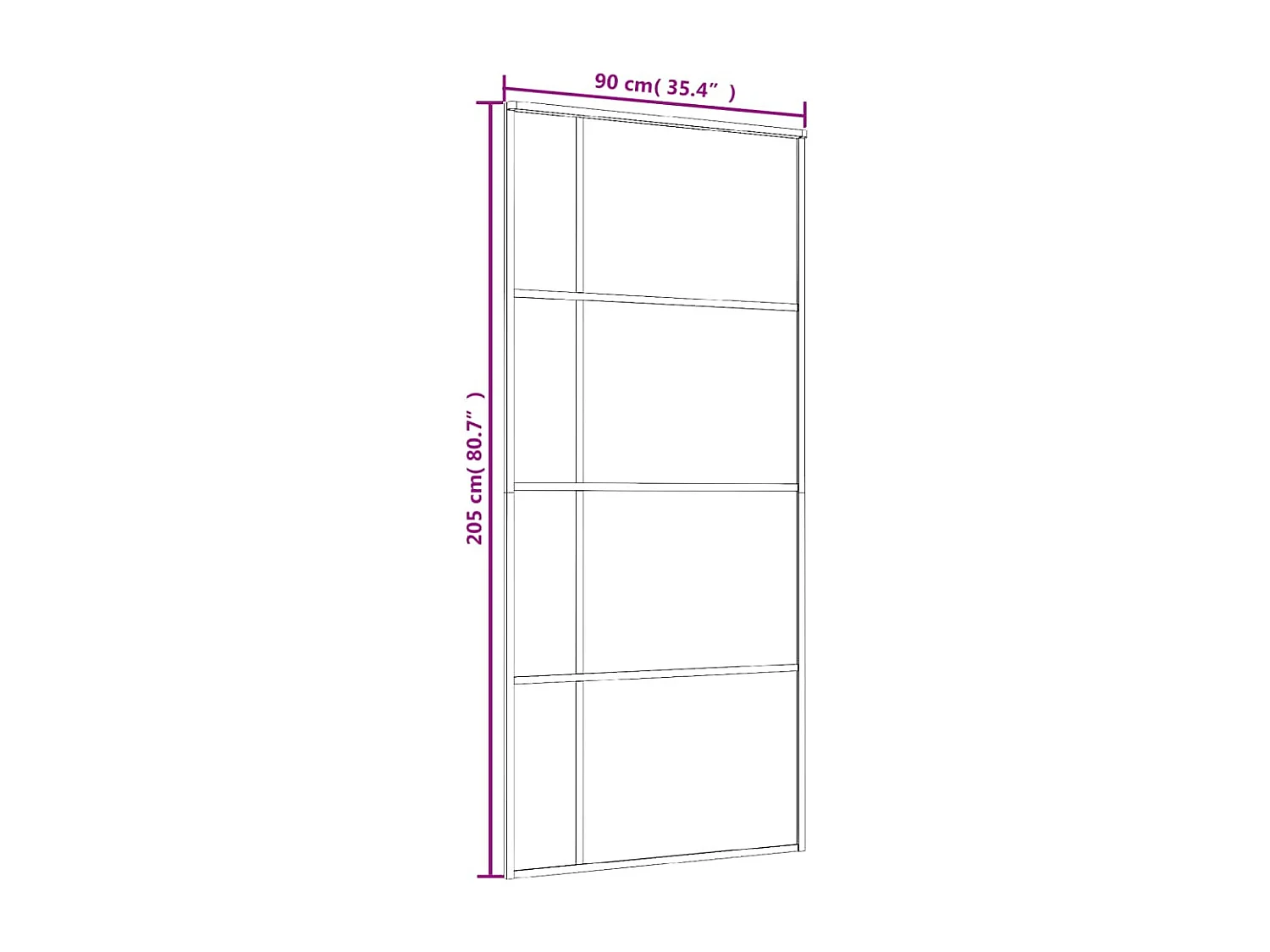 Porte coulissante Verre ESG et aluminium 90x205 cm Noir