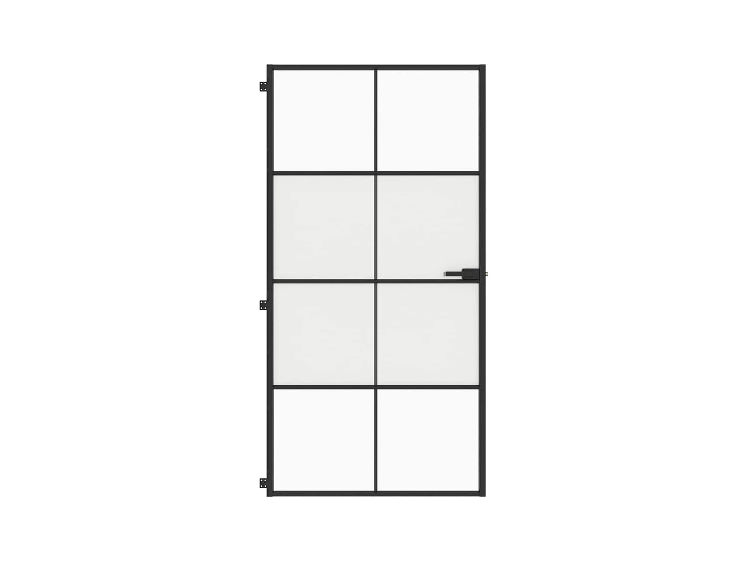 Dünne schwarze Innentür aus gehärtetem Glas und Aluminium