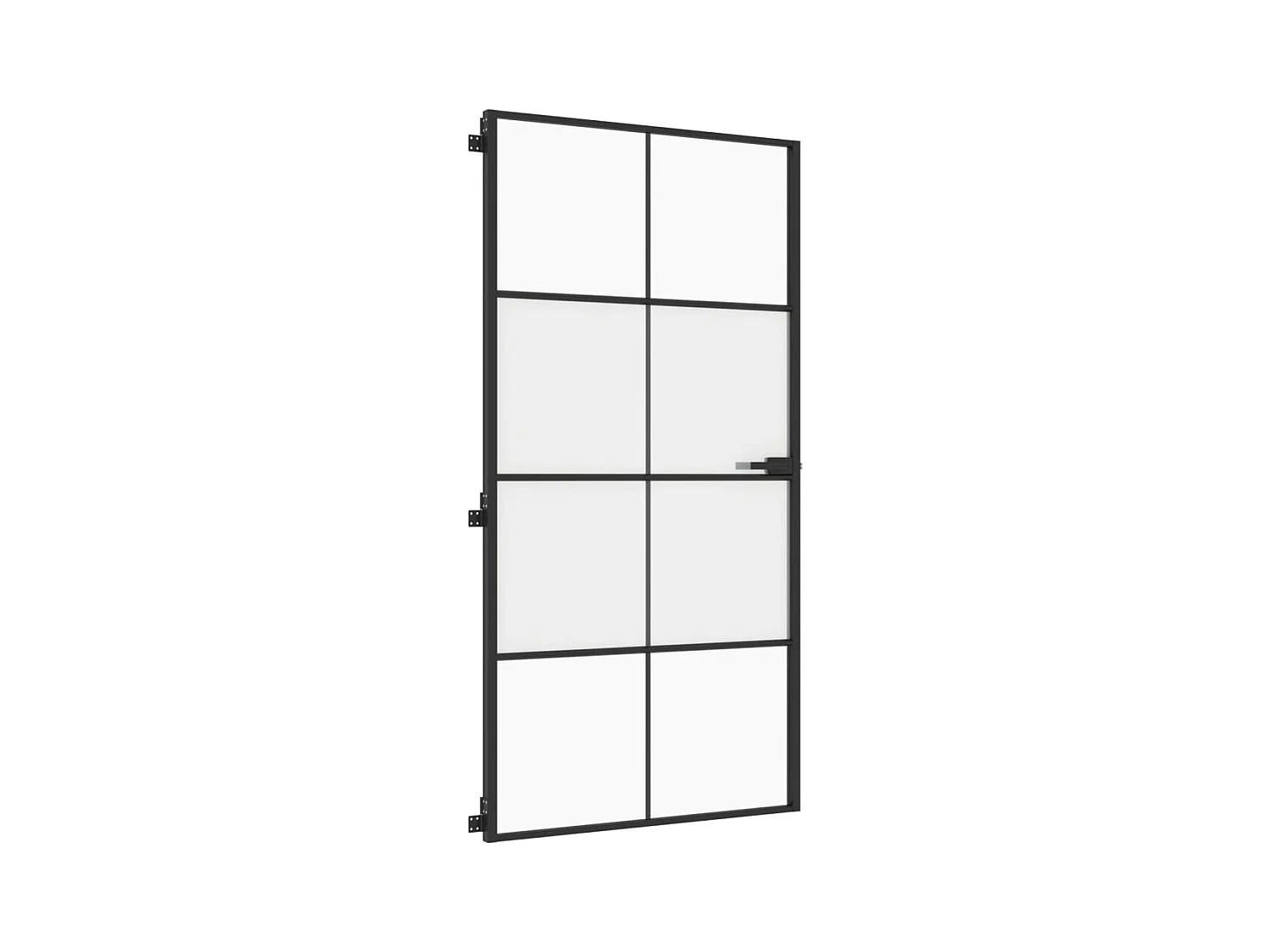 Dünne schwarze Innentür aus gehärtetem Glas und Aluminium