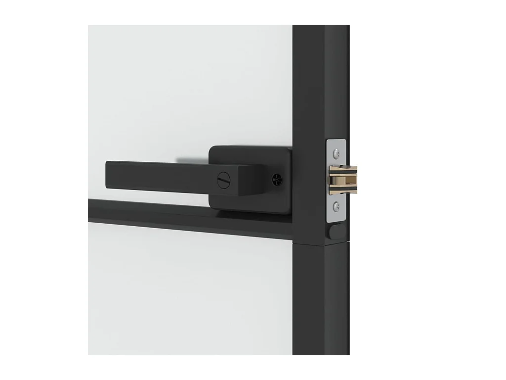 Dünne schwarze Innentür aus gehärtetem Glas und Aluminium