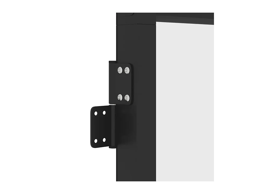 Dünne schwarze Innentür aus gehärtetem Glas und Aluminium