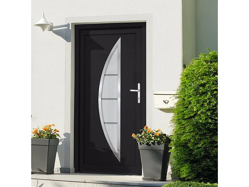 Porta d'ingresso antracite 98x208 cm PVC