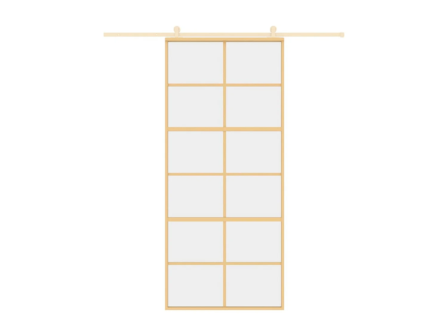 Porta de correr dourada 90x205 cm vidro ESG transparente e alumínio