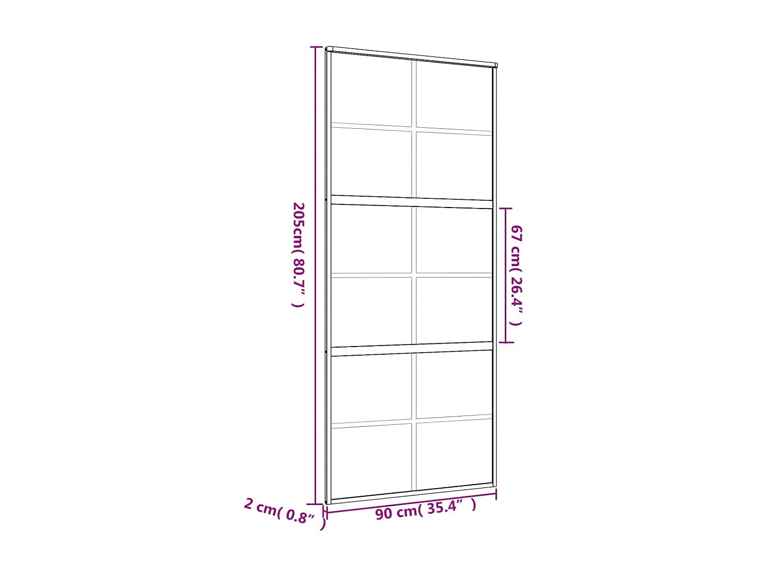 Porta de correr dourada 90x205 cm vidro ESG transparente e alumínio