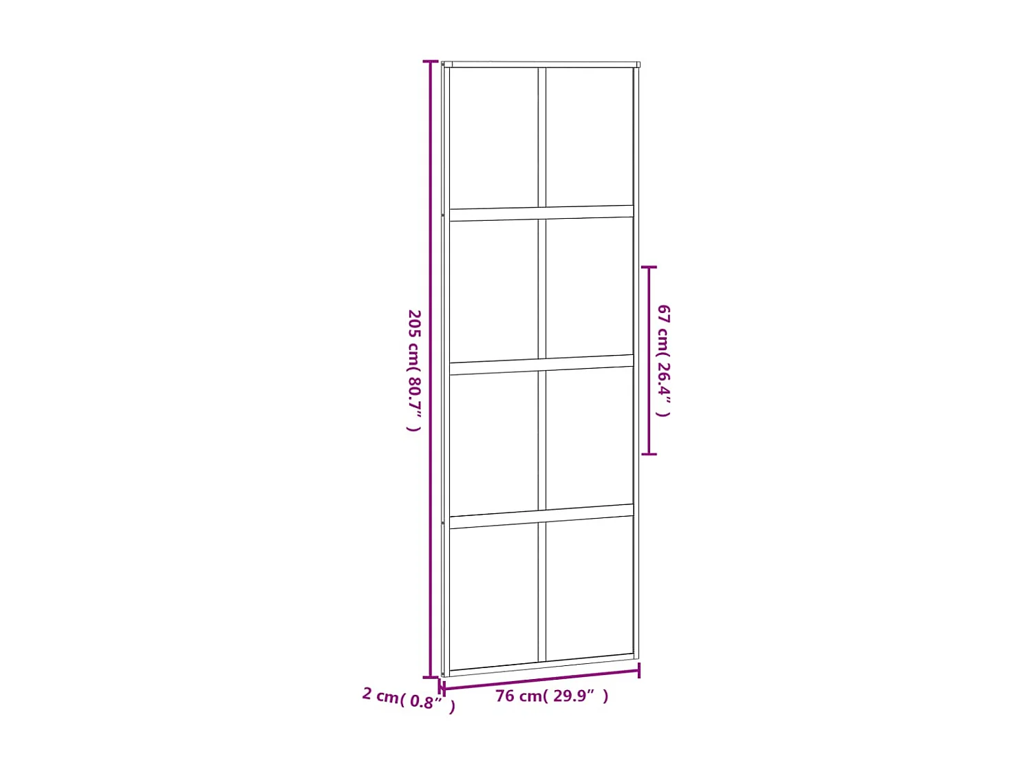 Porte coulissante noir 76x205 cm verre trempé aluminium