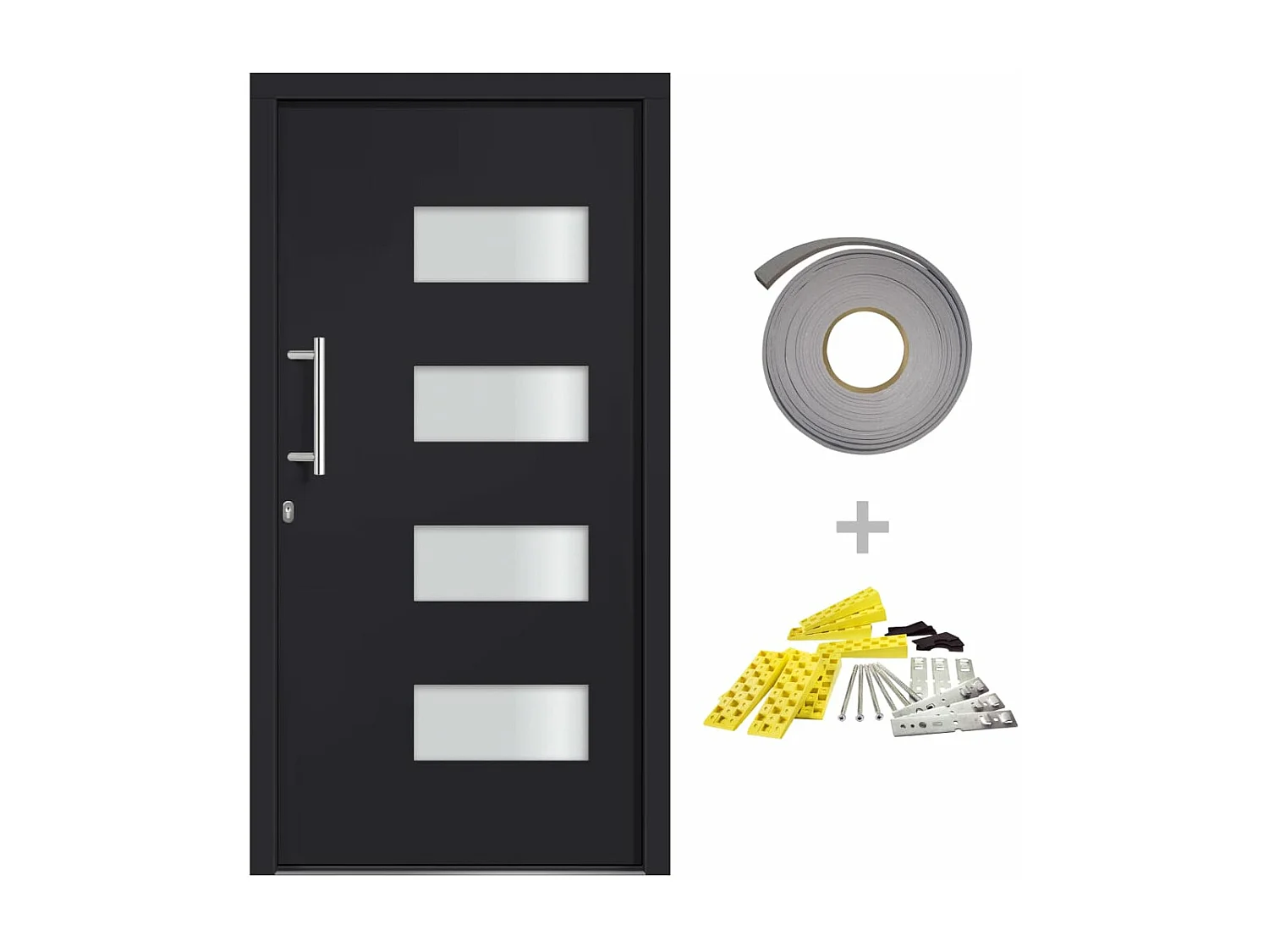 Porta d'ingresso Alluminio e PVC Antracite 100x210 cm