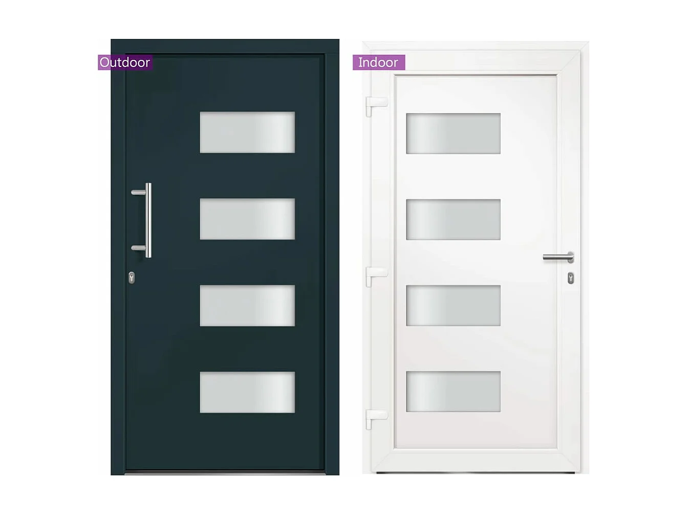 Porta d'ingresso Alluminio e PVC Antracite 100x210 cm