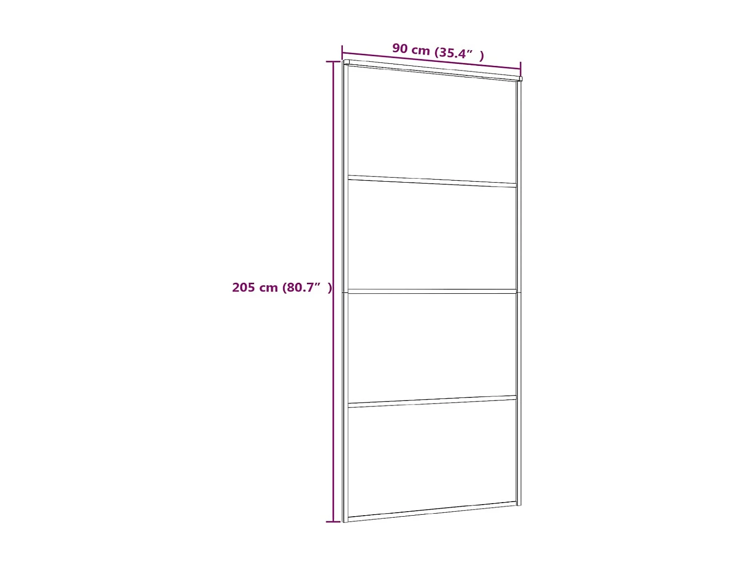 Porta scorrevole ESG vetro e alluminio 90x205 cm Bianco