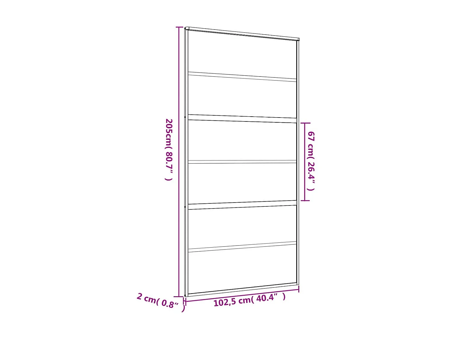 Porta de correr dourada 102,5x205 cm vidro ESG fosco alumínio