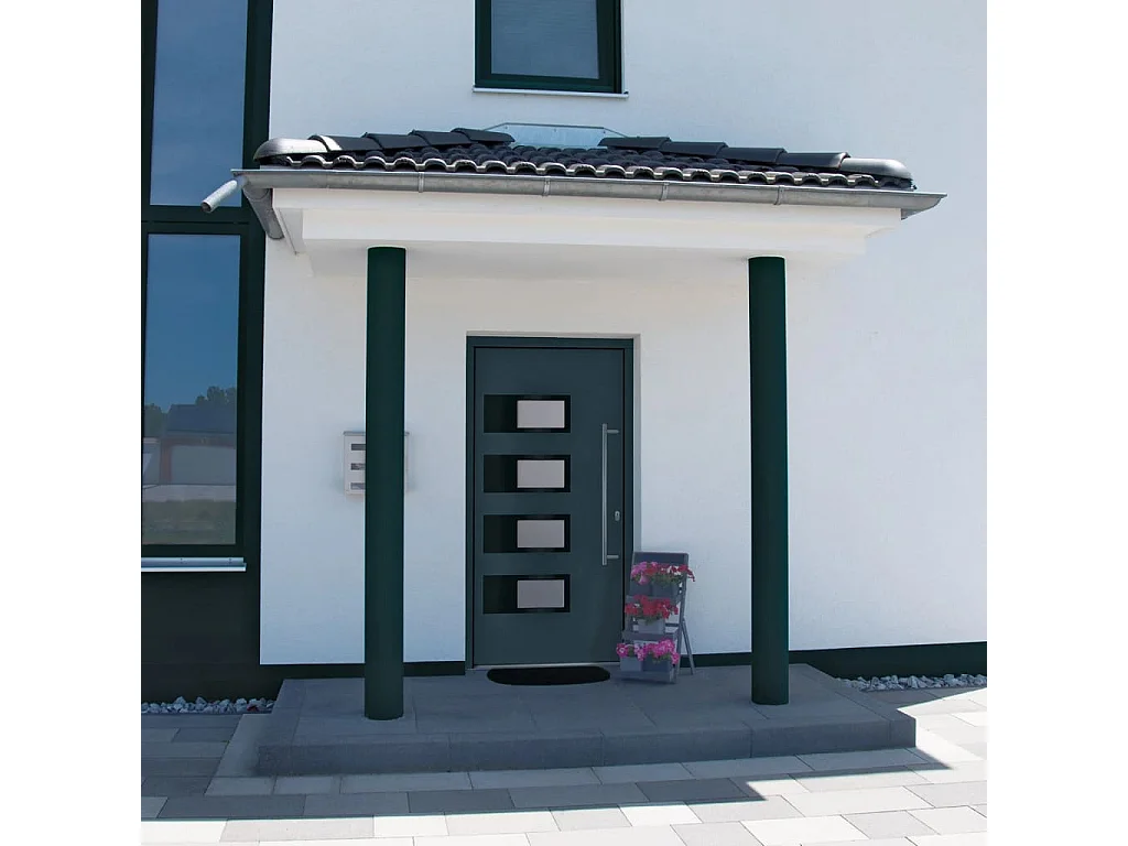 Porta d'ingresso Antracite 110x210 cm Alluminio e PVC