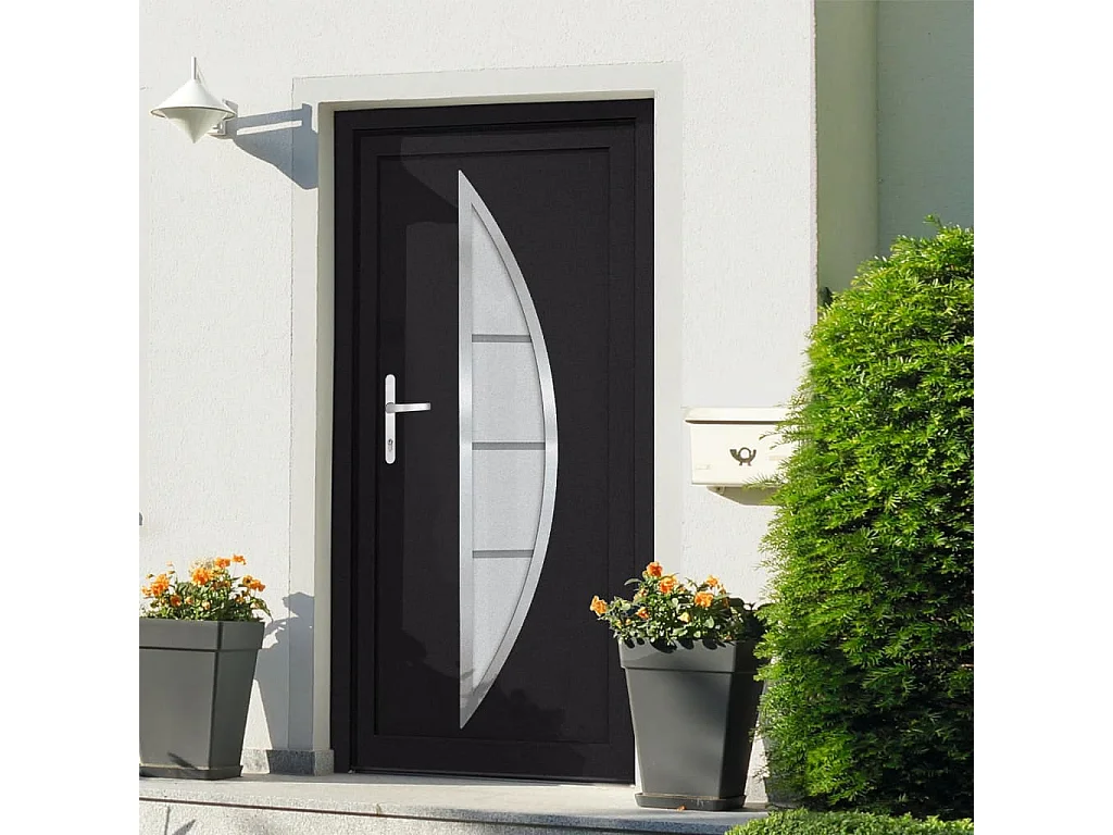 Porte d'entrée anthracite 88x200 cm PVC