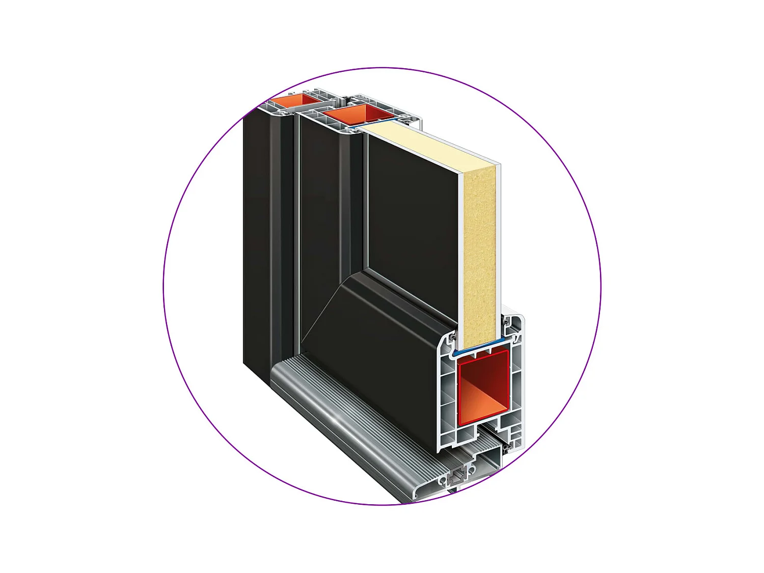 Porte d'entrée anthracite 88x200 cm PVC