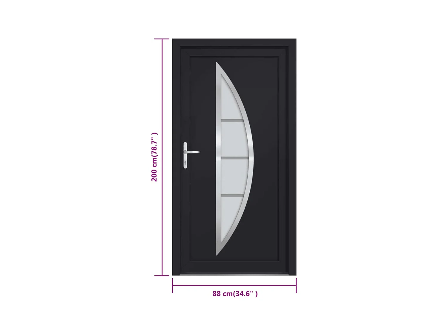 Porte d'entrée anthracite 88x200 cm PVC