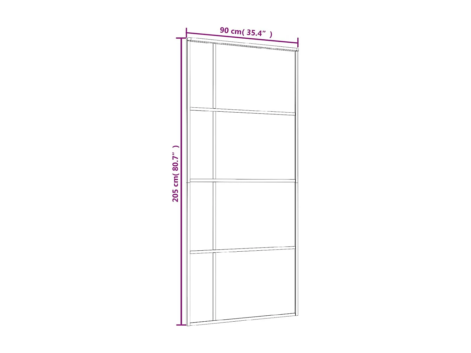 Porte coulissante Verre ESG dépoli et aluminium 90x205 cm Noir