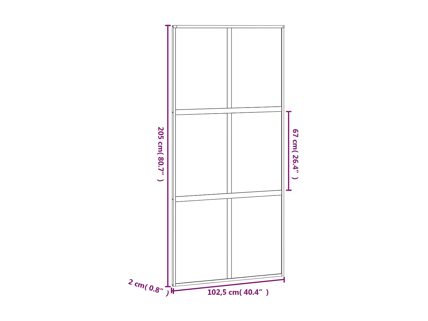 Porta scorrevole nera 102,5x205 cm vetro temperato alluminio