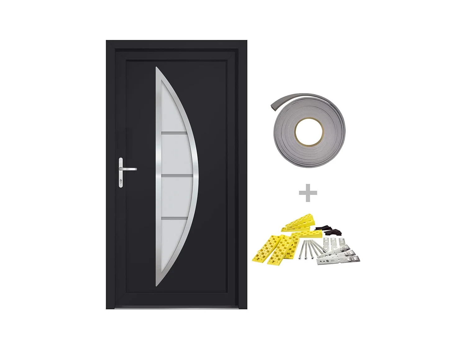 Porta d'ingresso antracite 98x190 cm PVC