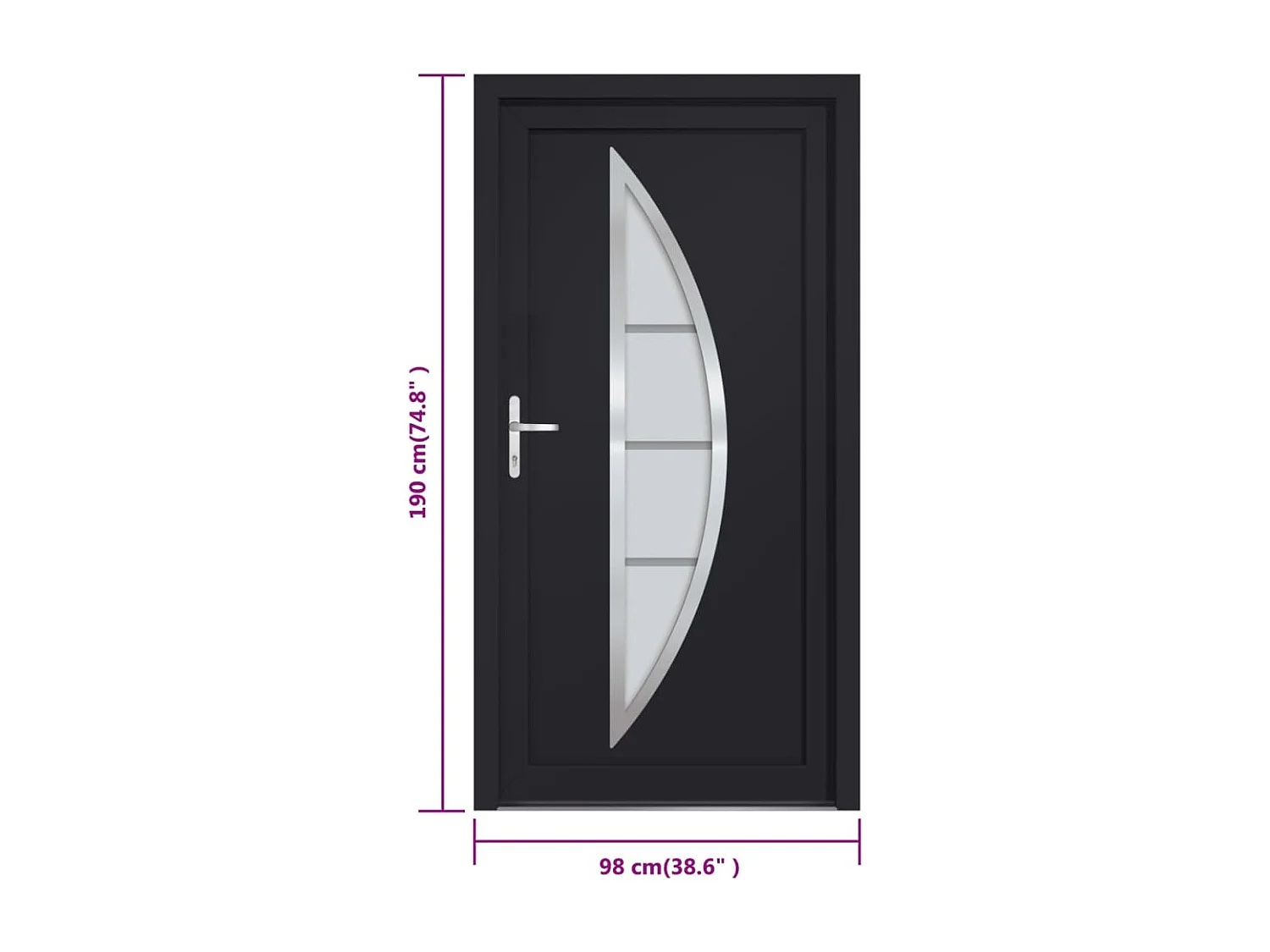 Porte d'entrée anthracite 98x190 cm PVC