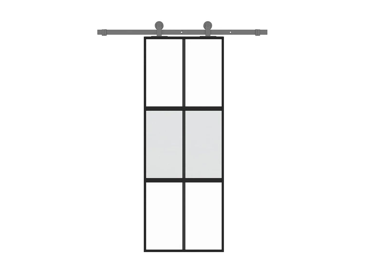 Porte coulissante noir 76x205 cm verre trempé aluminium