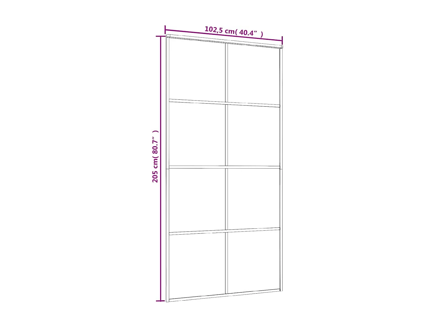 Porta de correr preta 102,5x205 cm vidro ESG e alumínio