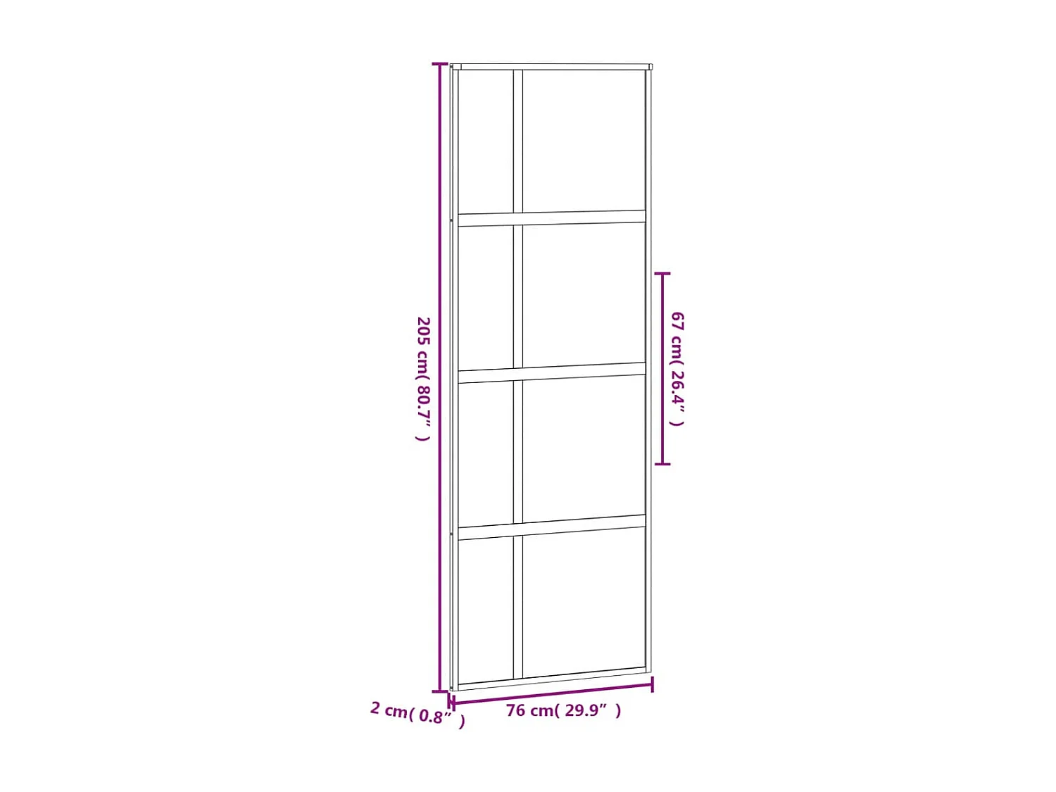 Porte coulissante noir 76x205 cm verre trempé aluminium
