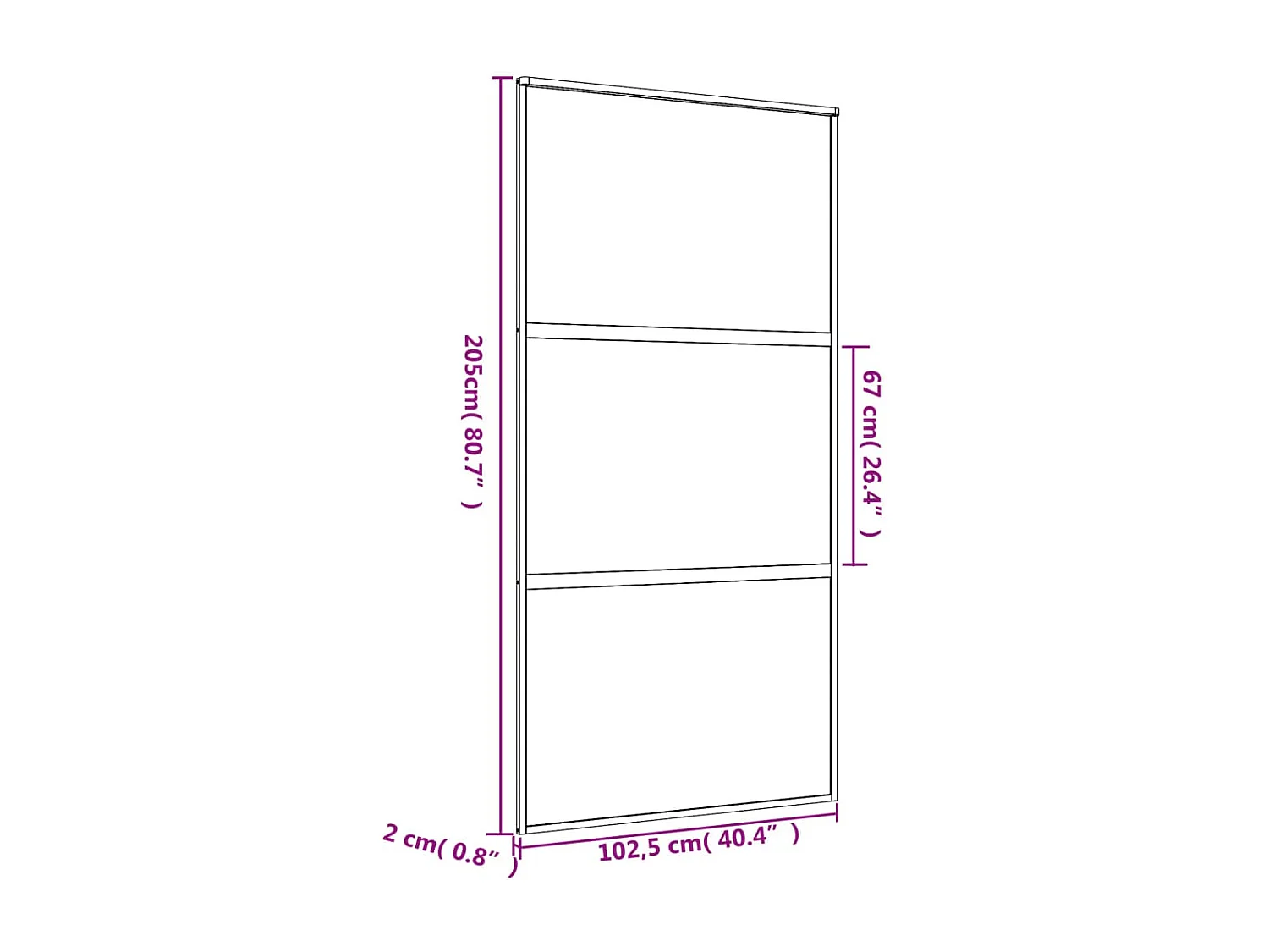 Porte coulissante doré 102,5x205cm verre ESG clair et aluminium