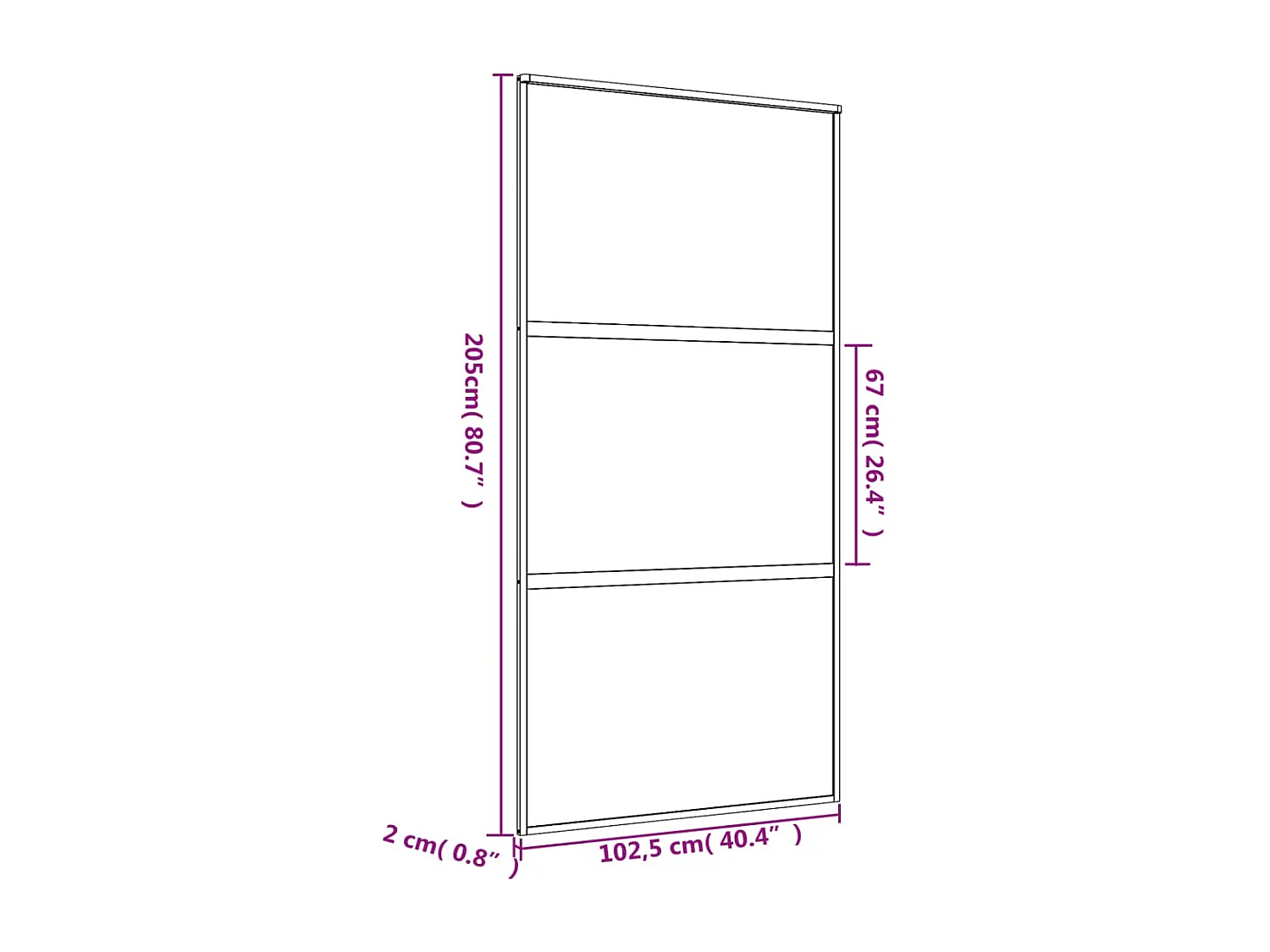Porte coulissante doré 102,5x205 cm verre ESG dépoli aluminium