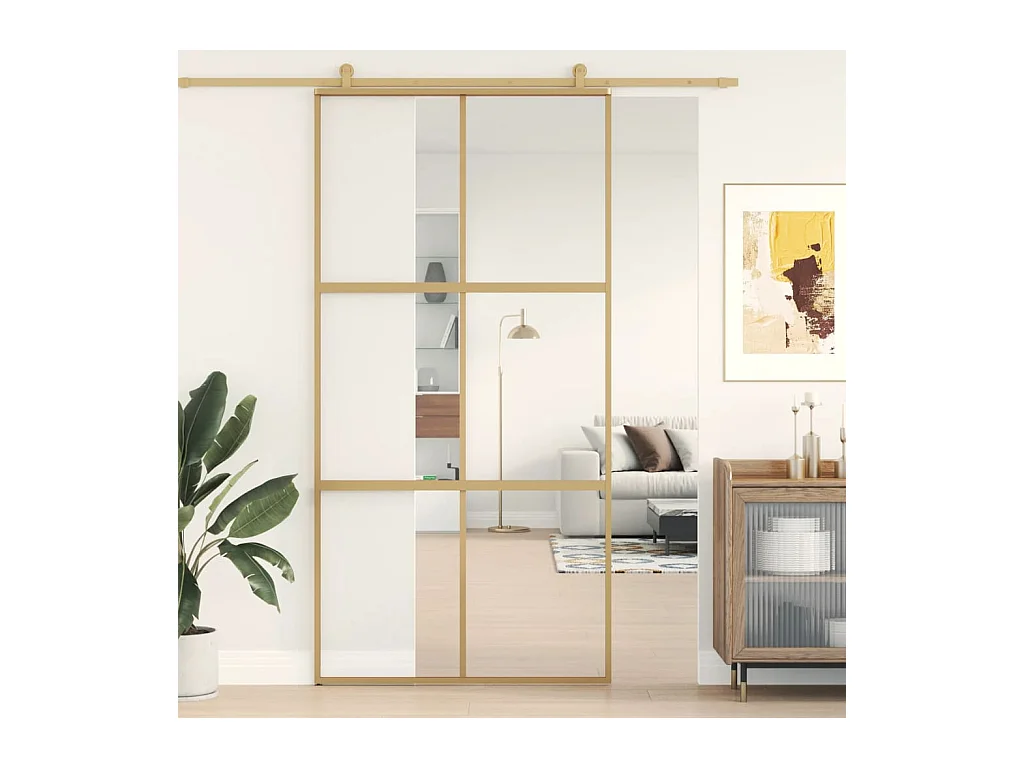 Porta scorrevole Golden 102,5x205 cm vetro ESG trasparente e alluminio