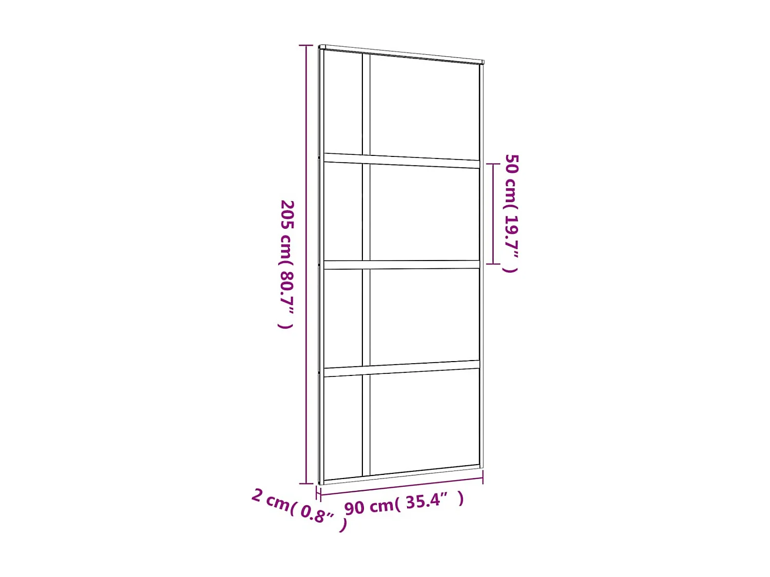 Goldene Schiebetür 90x205 cm, satiniertes ESG-Glas und Aluminium