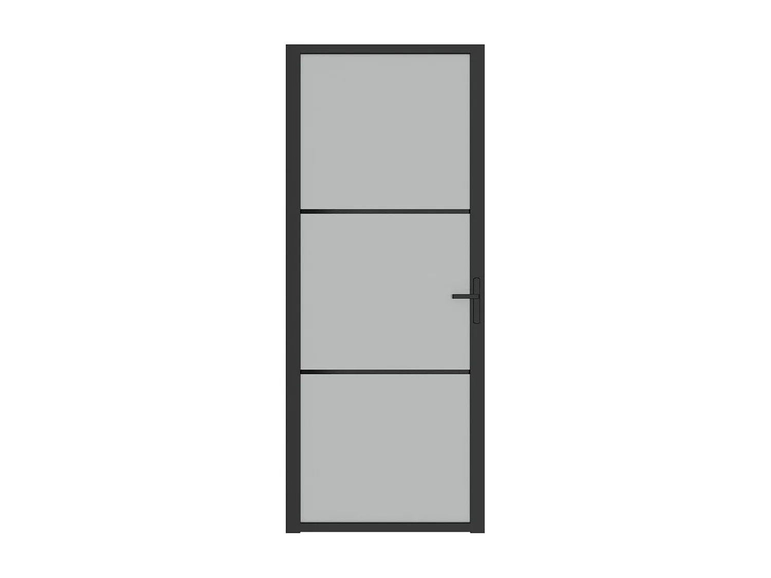 Porta interior 83x201,5 cm Preto Vidro mate e alumínio