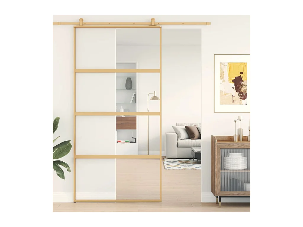 Porta scorrevole Golden 102,5x205 cm vetro ESG trasparente e alluminio