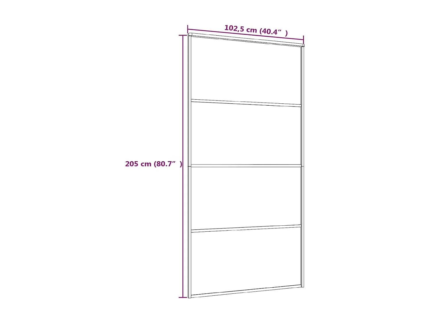 Puerta corredera ESG cristal y aluminio 102,5x205 cm Blanco
