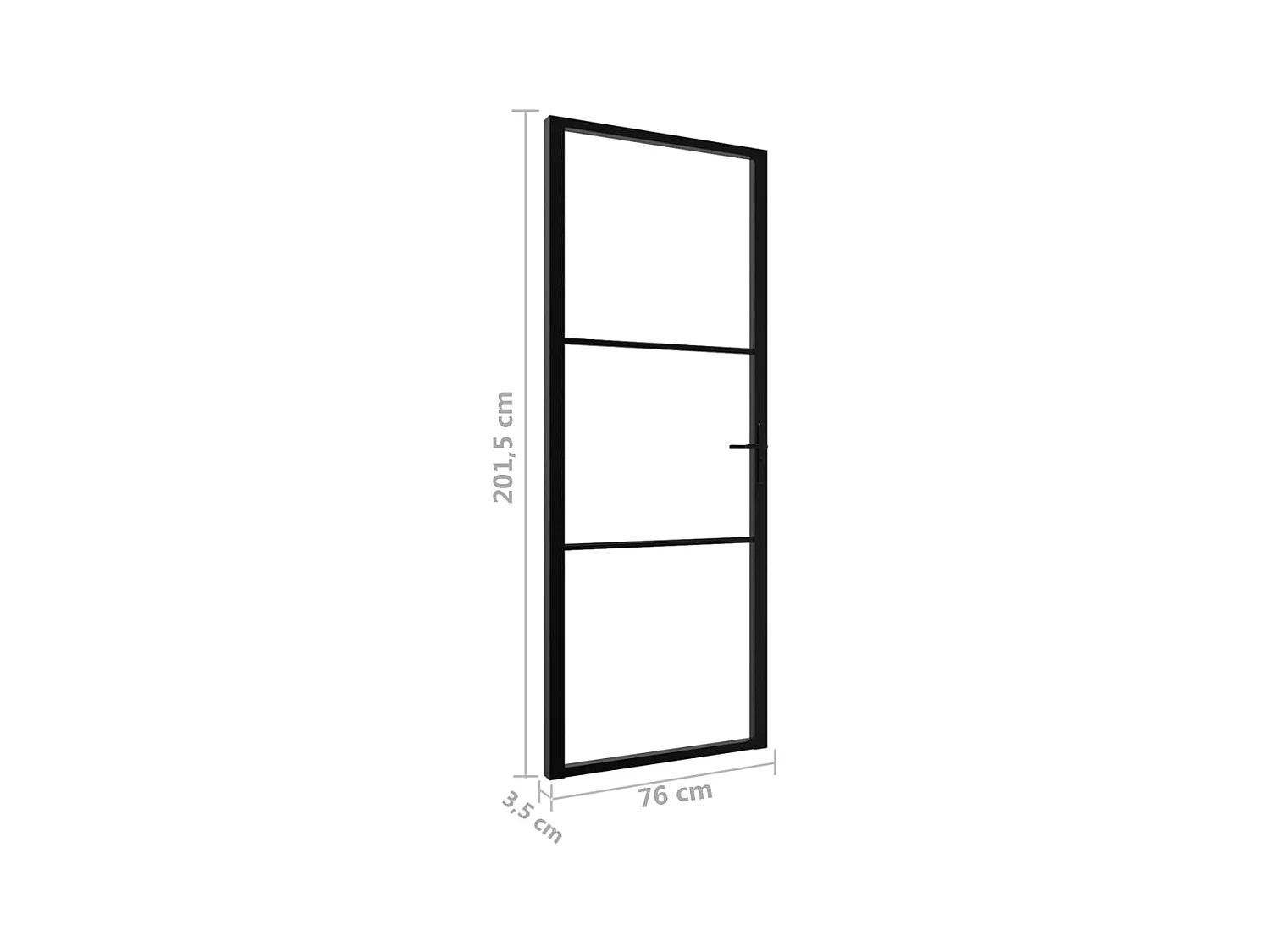 Innentür ESG-Glas und Aluminium 76x201,5 cm Schwarz