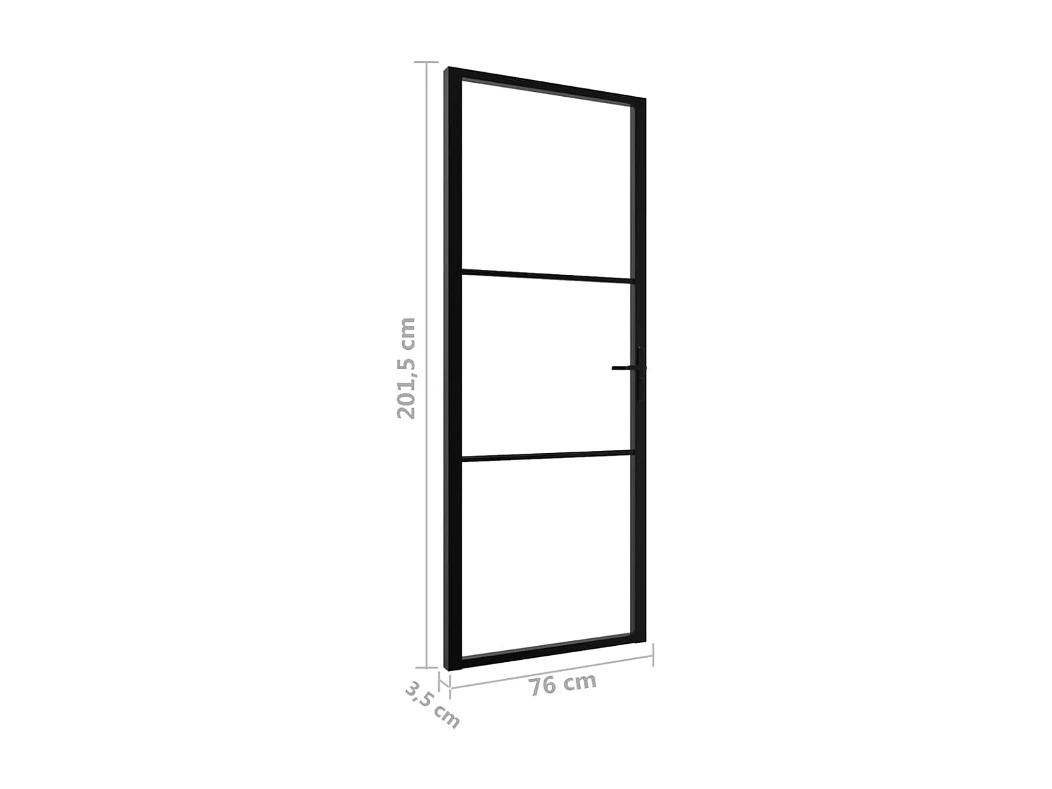 Porte intérieure Verre ESG et aluminium 76x201,5 cm Noir