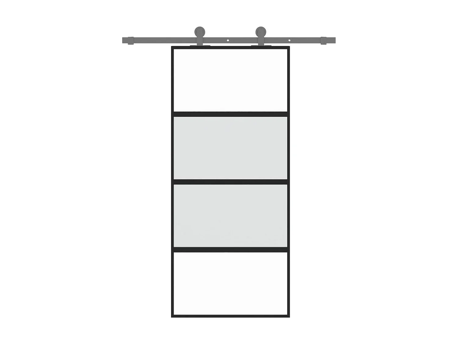 Schwarze Schiebetür 90x205 cm aus gehärtetem Aluminiumglas