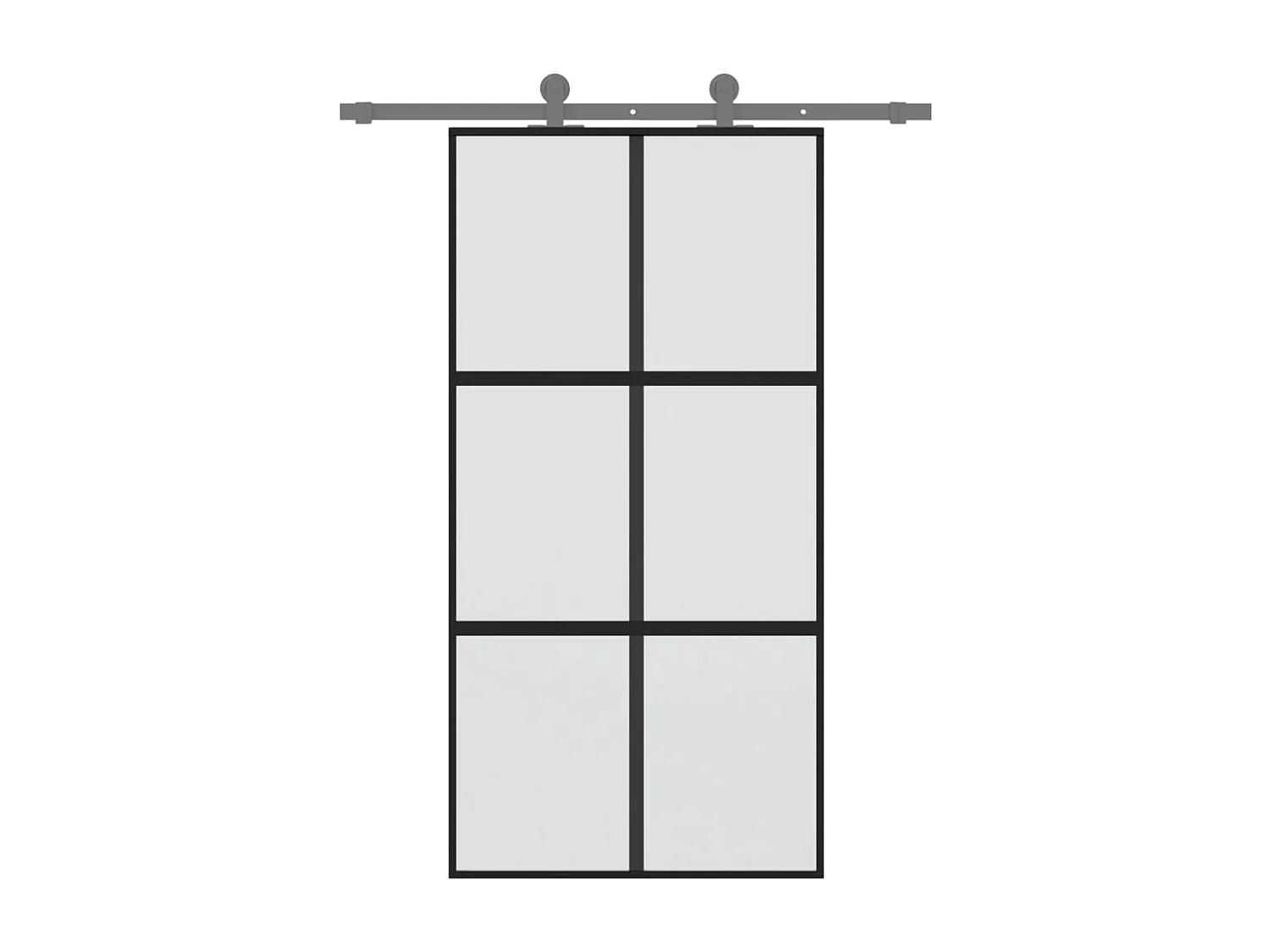 Schwarze Schiebetür 102,5 x 205 cm aus gehärtetem Aluminiumglas