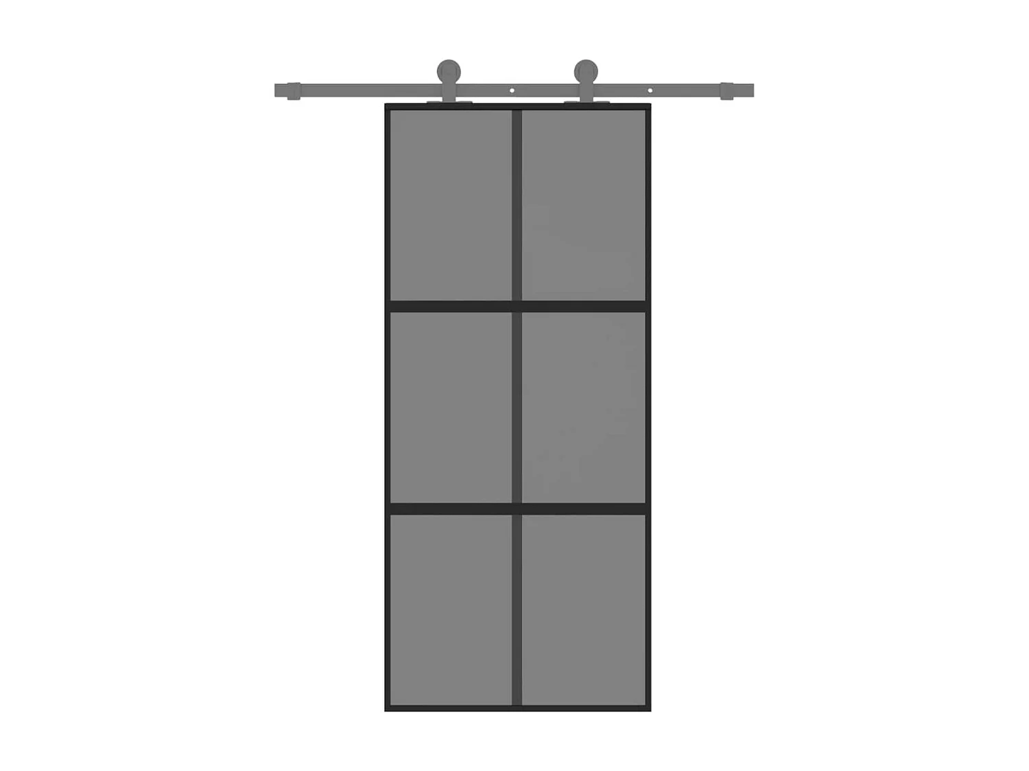 Schwarze Schiebetür 90x205 cm aus gehärtetem Aluminiumglas