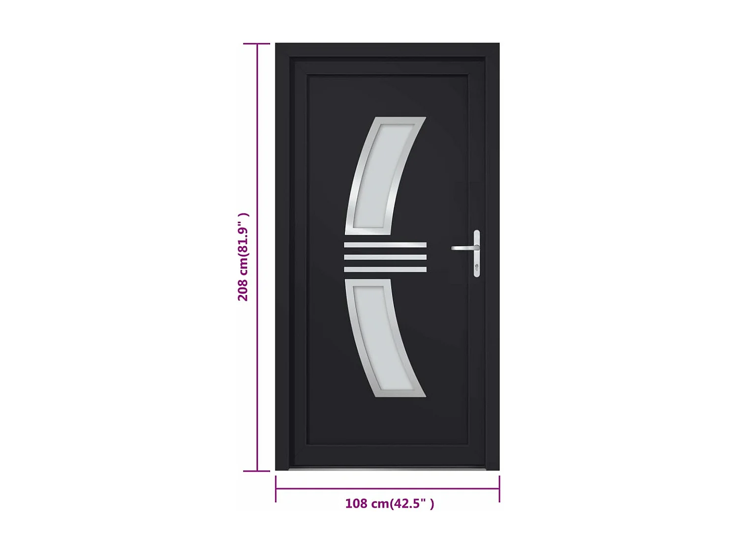 Antraciet toegangsdeur 108x208 cm PVC