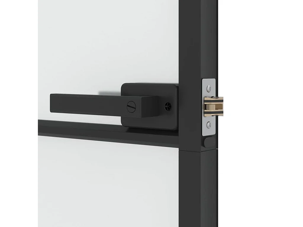 Porte intérieure mince noir 76x201,5 cm verre trempé aluminium