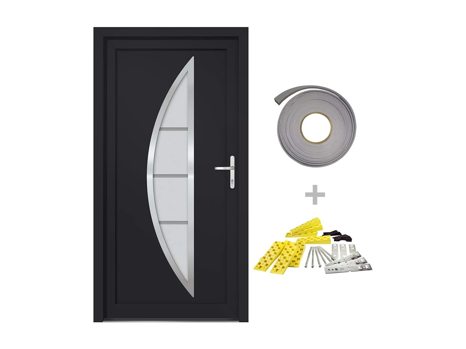 Porte d'entrée anthracite 108x208 cm PVC