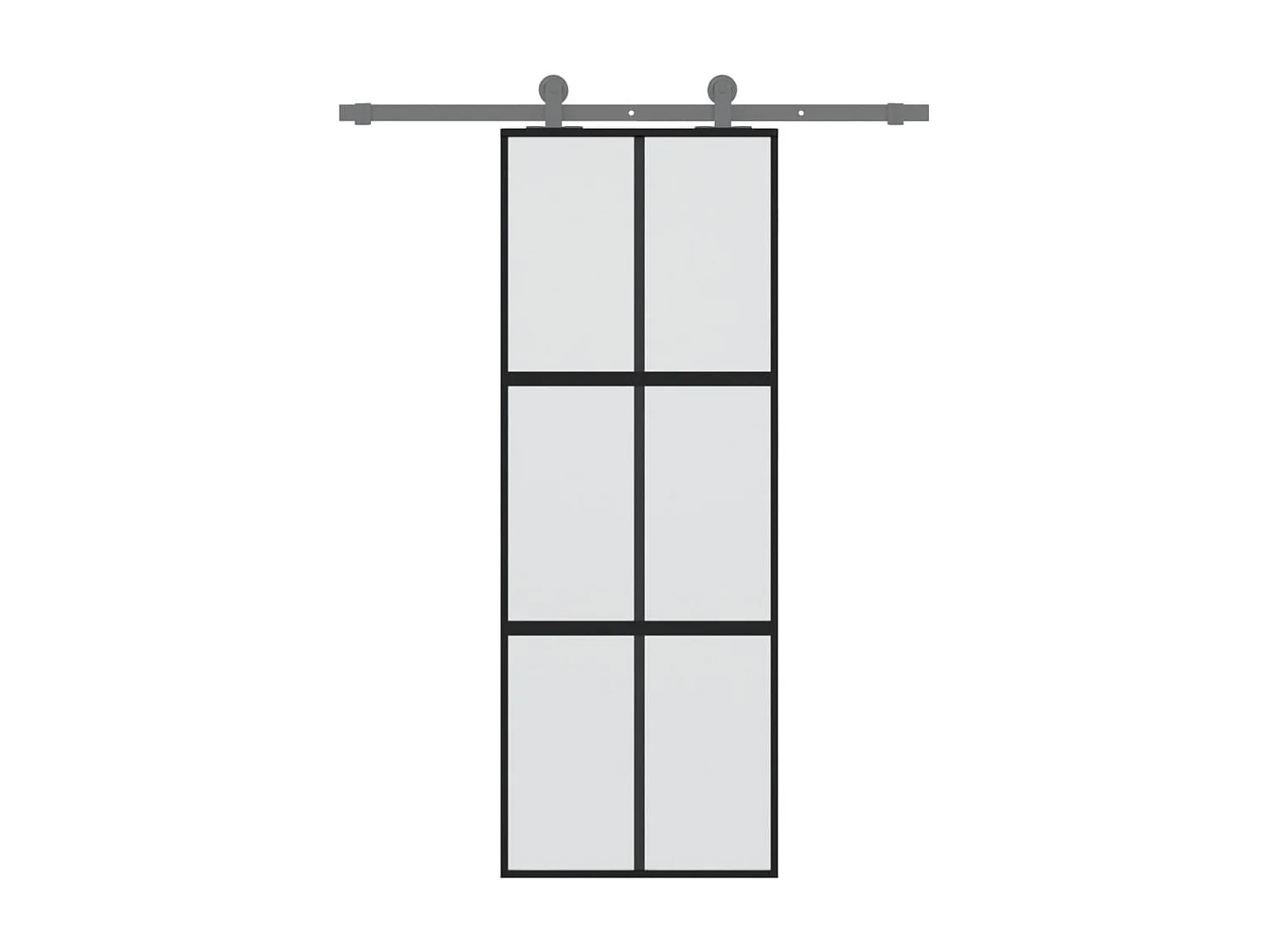 Schwarze Schiebetür 76x205 cm aus gehärtetem Aluminiumglas